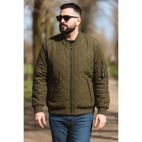 Calvin Klein L Men's Quilted Baseball Jacket Rib-Knit Trim Quilted Bomber Jacket - Picture 7 of 10